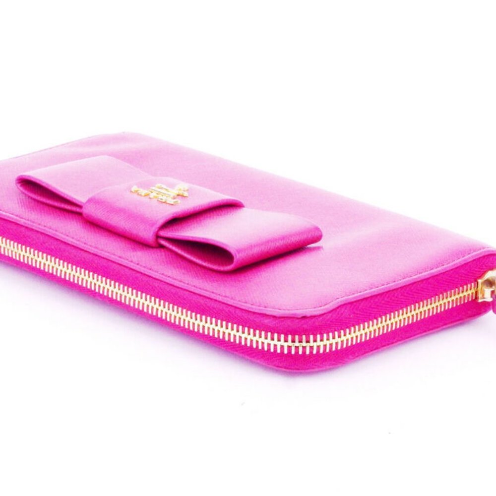 PRADA Purse ribbon pink Safi Arno Leather Auth used T9877 - Picture 3 of 8